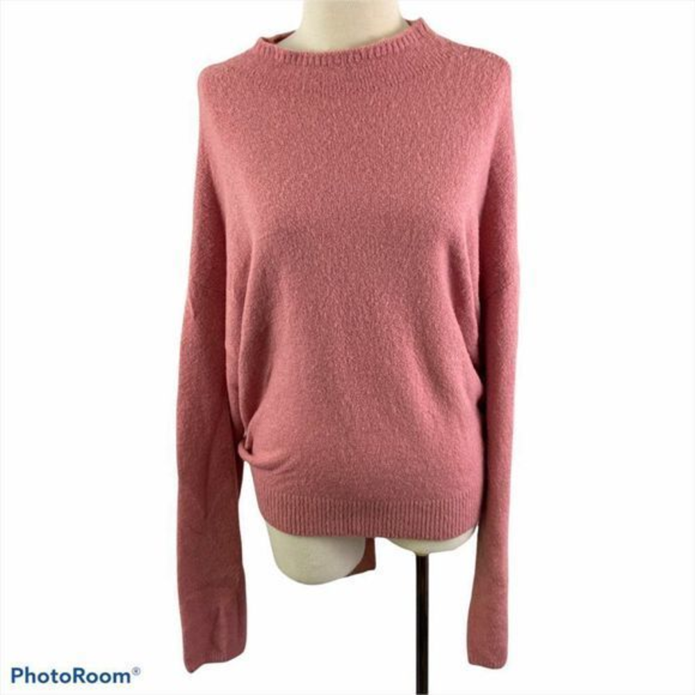 NWT‎ WAYF Pink Crew Neck Wool Mix Tie Sweater